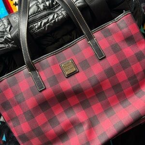 Dooney & Bourke Red and Black Plaid Tote